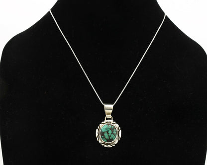 Navajo Necklace .925 Silver Spiderweb Turquoise Signed Sun C.80's
