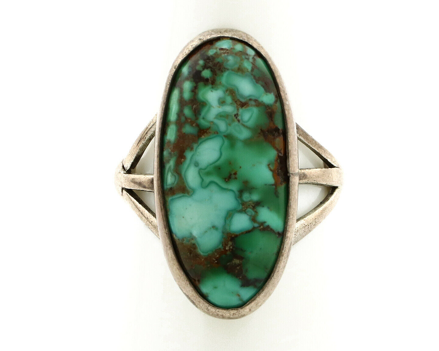 Navajo Ring .925 Silver Spiderweb Turquoise Native American Artist C80s