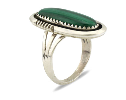 Navajo Ring 925 Silver Natural Malachite Artist Signed William Denetdale C.80's