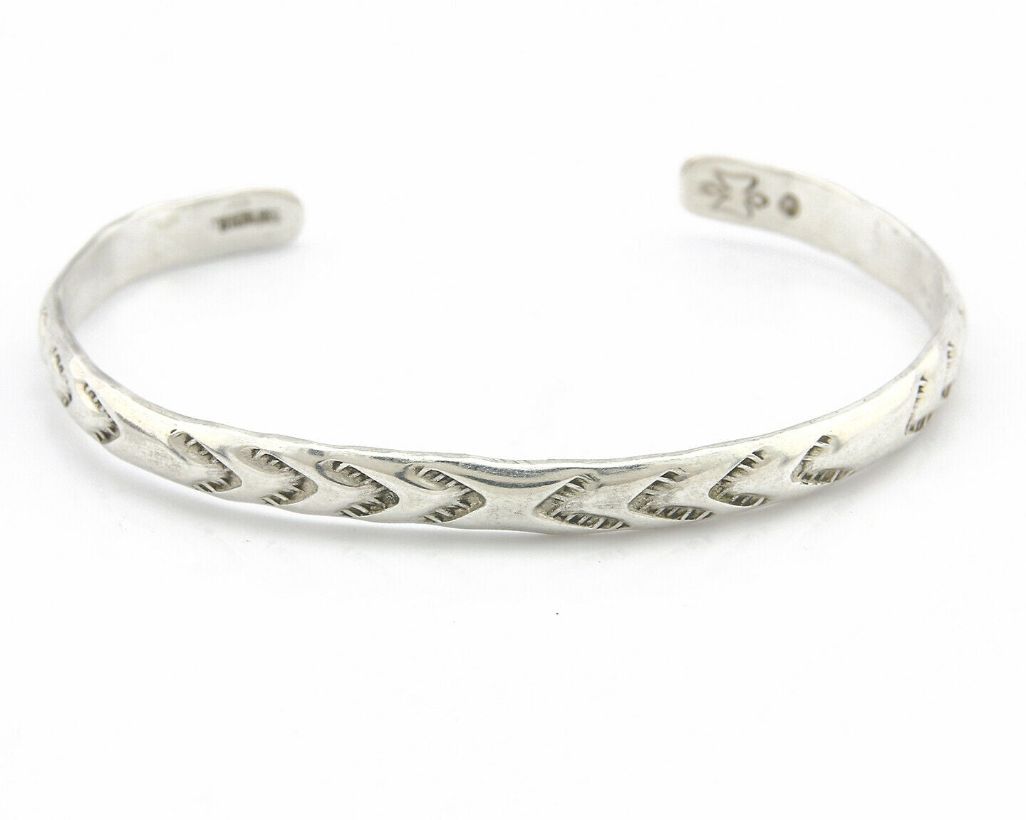 Navajo Bracelet .925 Silver Hand Stamped Arrow Head Artist Montoya C.80's #65