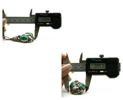 Navajo Pendant .925 Silver Bisbee Turquoise Signed Tom Willeto C.80's