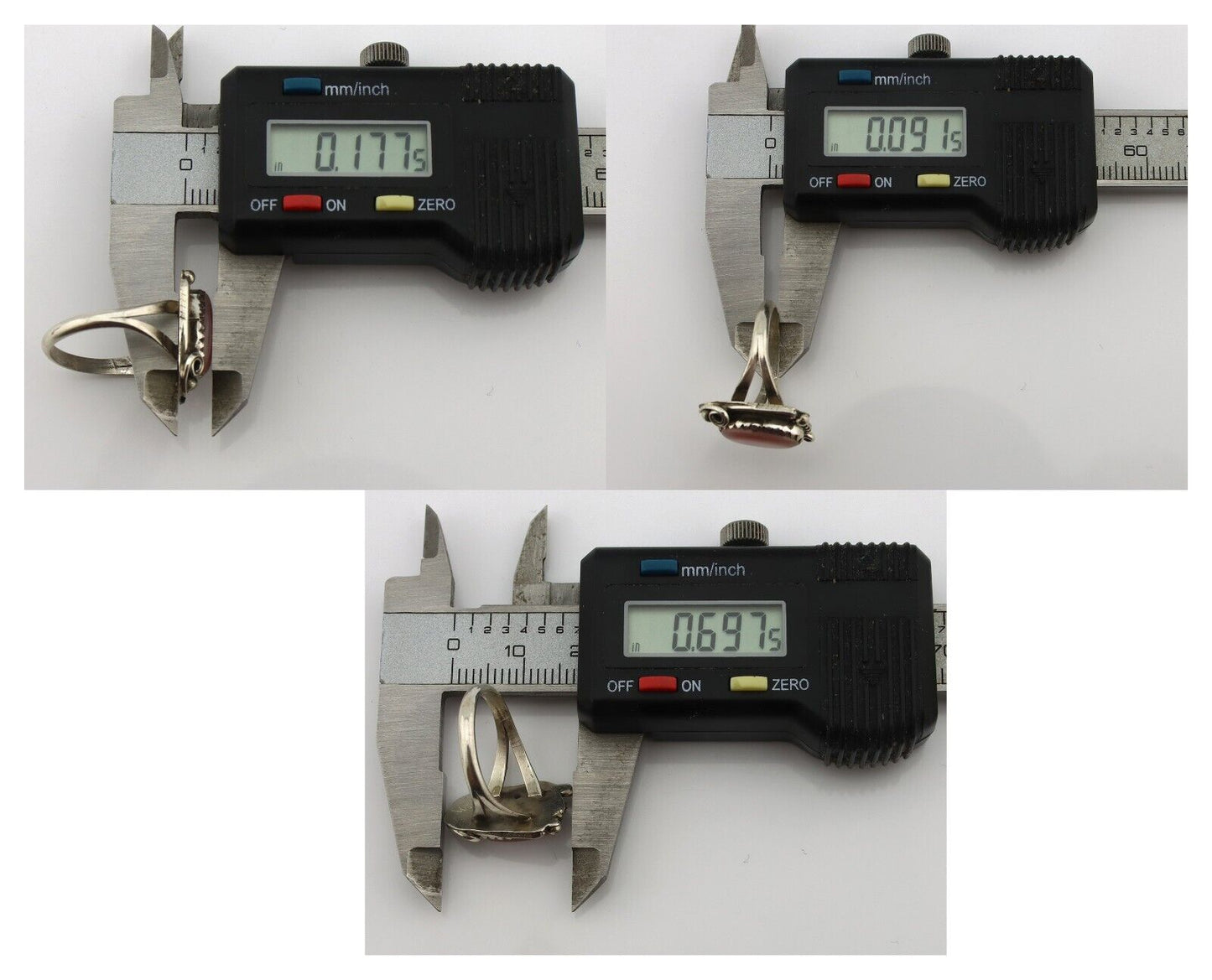 Navajo Ring .925 Silver Natural Pink Mussel Artist Signed Justin Morris C.80's