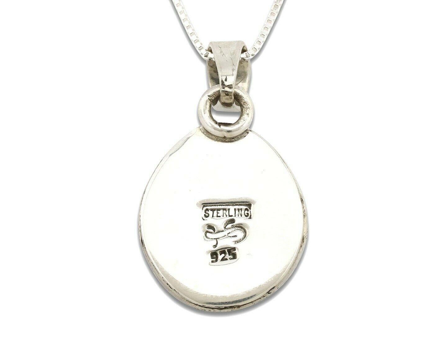 Navajo Necklace .925 Silver Kingman Turquoise Signed Gecko C.80's