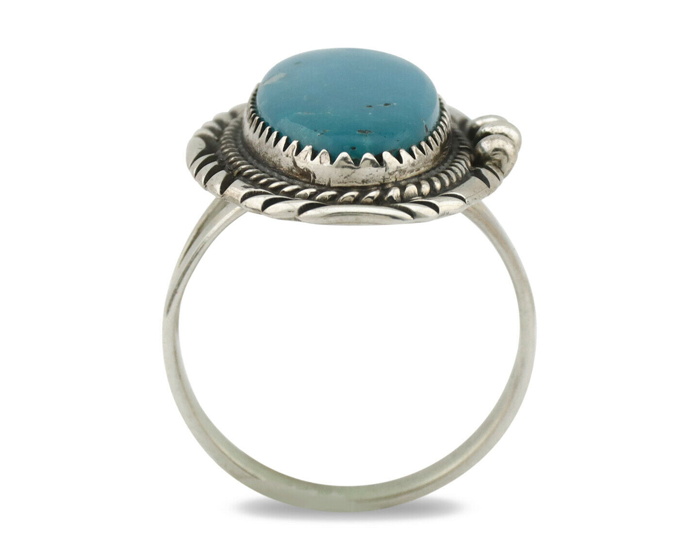 Navajo Ring .925 Silver Kingman Turquoise Native American Artist C.80's