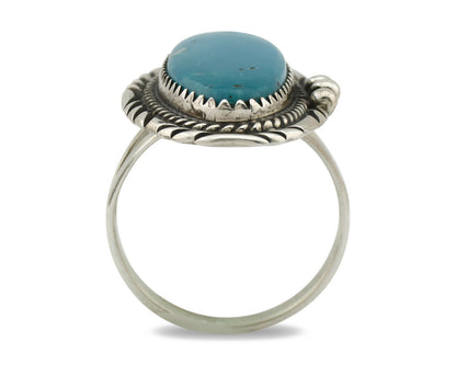 Navajo Ring .925 Silver Kingman Turquoise Native American Artist C.80's
