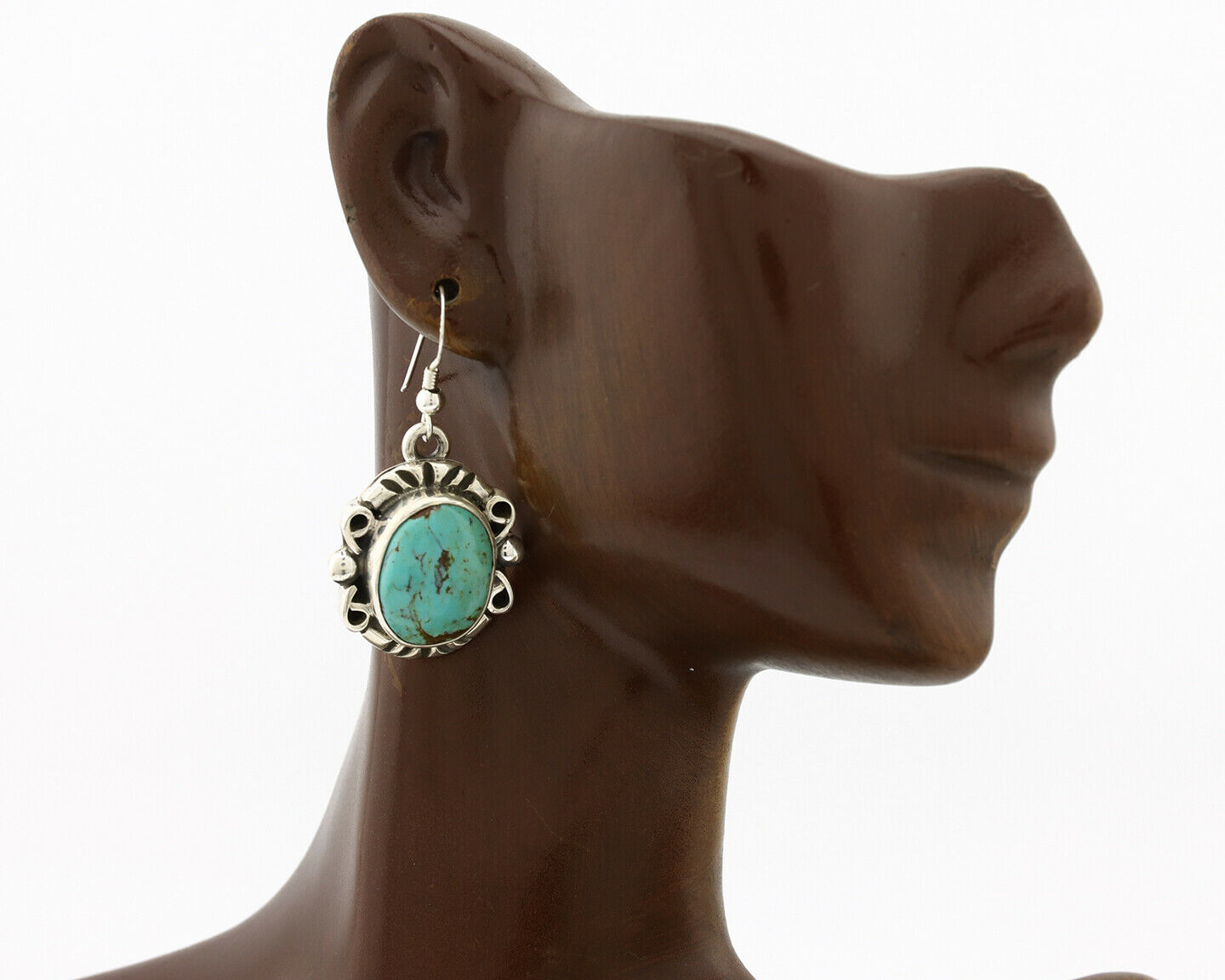 Navajo Earrings .925 Silver Southwest Turquoise Signed Calvin Peterson C.80