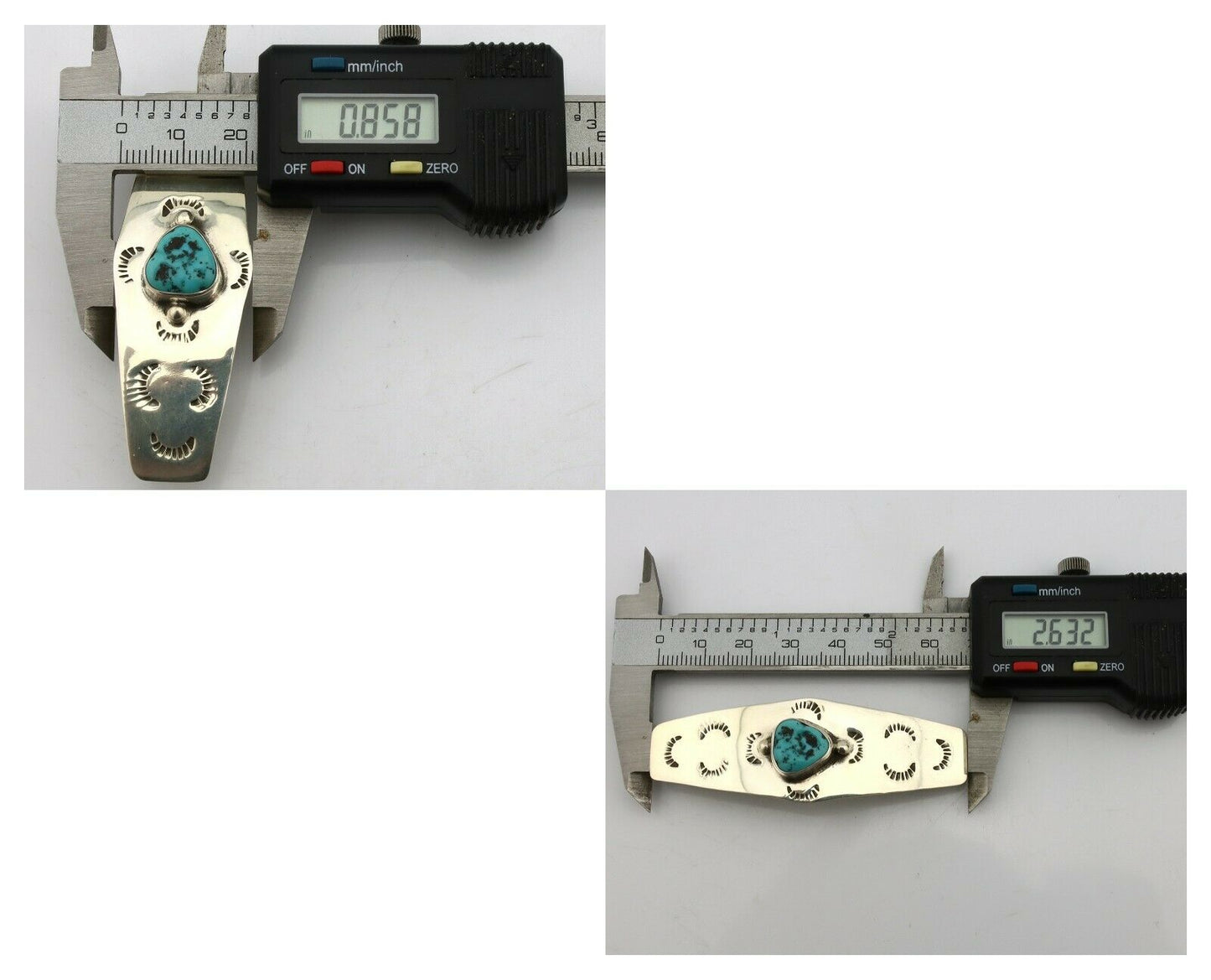 Navajo Hair Clip .925 Silver Blue Turquoise Native American Handmade Barrette