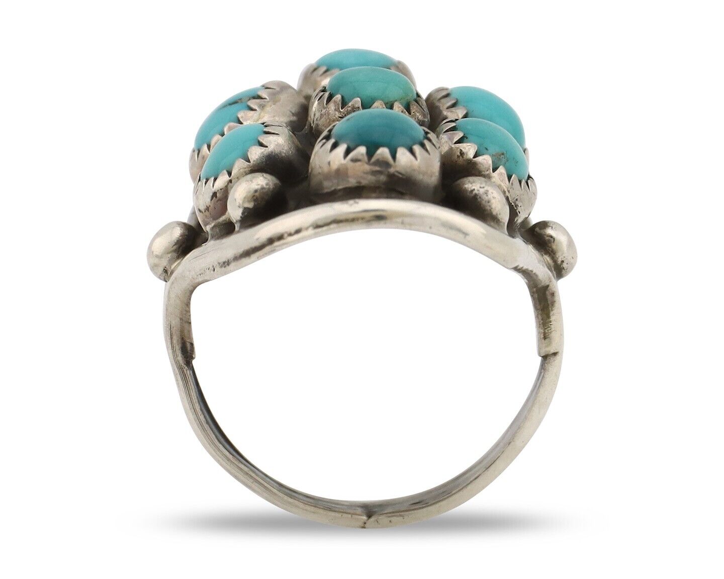 Navajo Ring .925 Silver Natural Blue Turquoise Artist Signed L Henderson C.80's