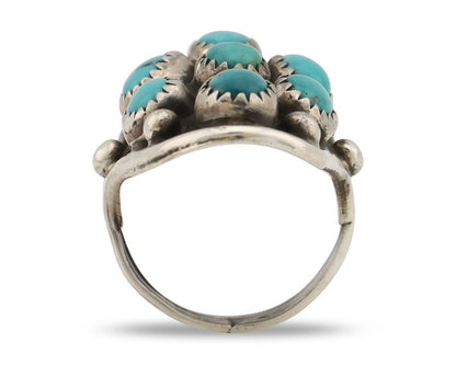 Navajo Ring .925 Silver Natural Blue Turquoise Artist Signed L Henderson C.80's