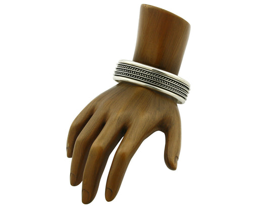 Navajo Bracelet .925 Silver SOLID Handmade Signed Artist Tom Hawk Circa 1980's