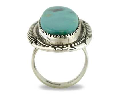 Navajo Ring .925 Silver Arizona Turquoise Signed Talhat C.80's