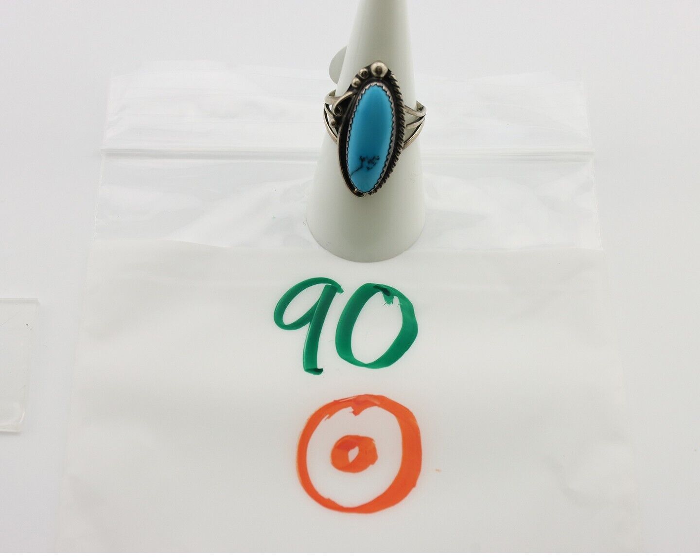 Navajo Ring 925 Silver Natural Blue Turquoise Artist Signed Sarah Curley C.80's