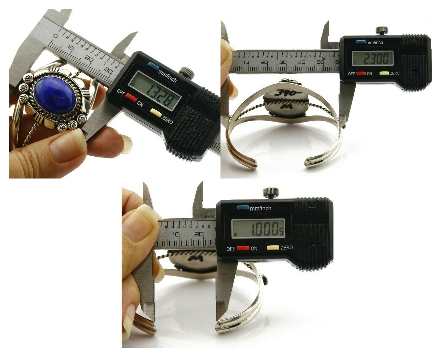 Navajo Bracelet .925 Silver Lapis Lazuli Cuff Signed RY C.90's Handmade