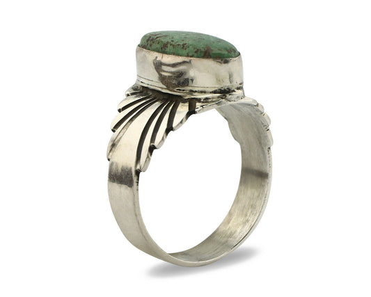 Navajo Ring .925 Silver Blue Green Arizona Turquoise Artist Signed Apache C.80's