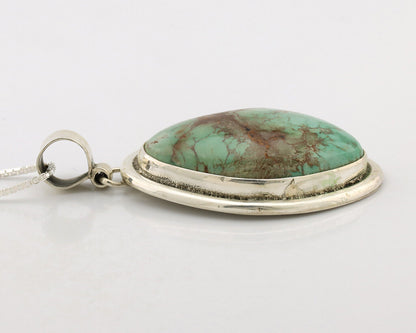Navajo Necklace .925 Silver Kingman Turquoise Signed Native C.1980's