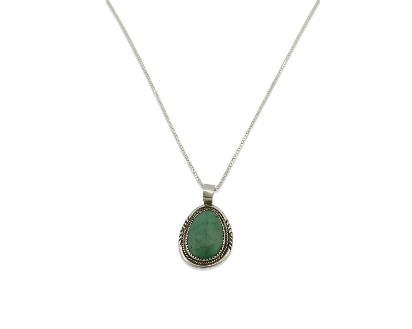 Navajo Pendant .925 Silver Kingman Turquoise Artist Signed AB C.80's