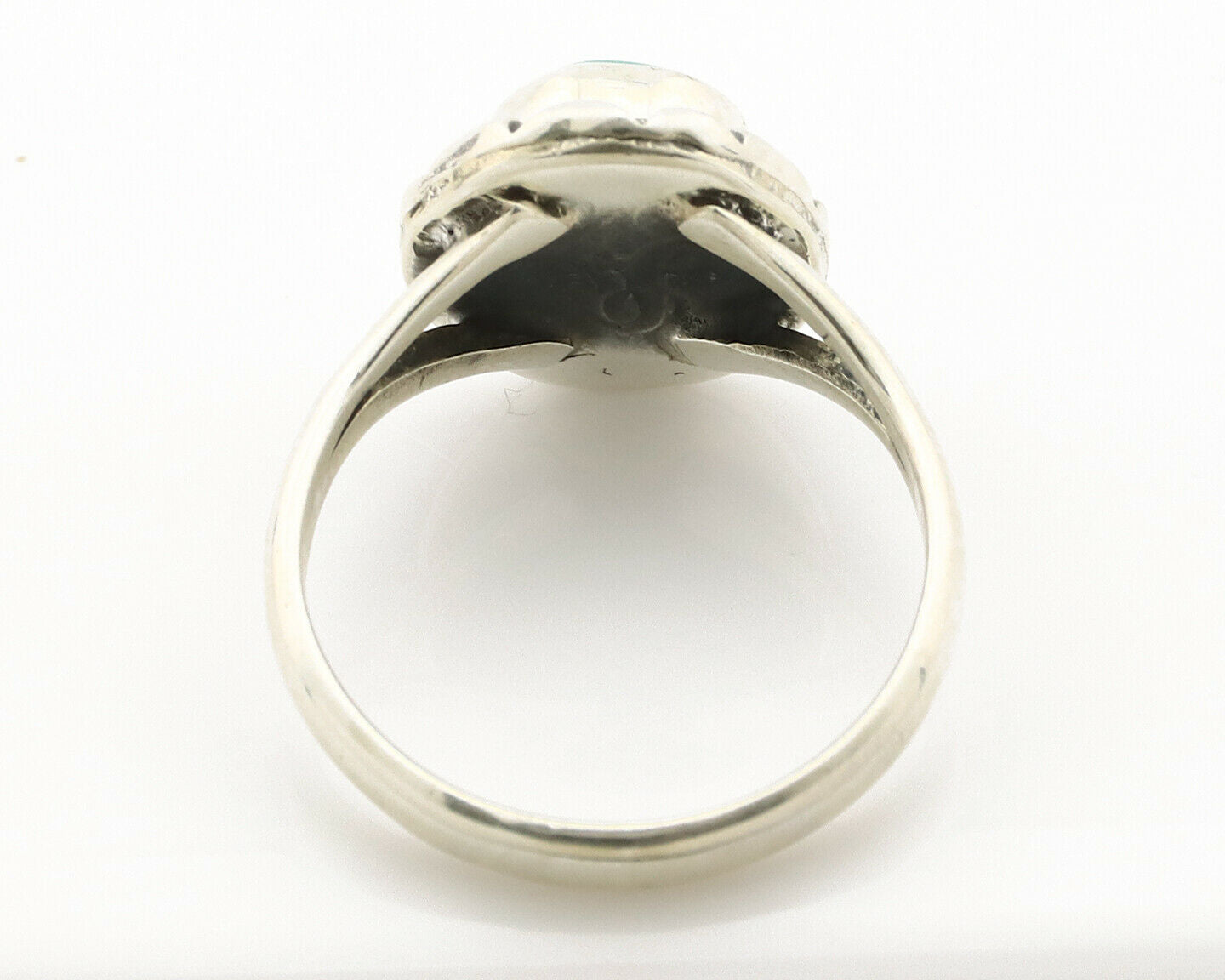 Navajo Ring .925 Silver Kingman Turquoise Artist Signed Gecko C.90's