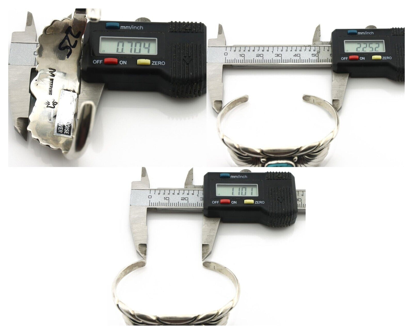 Navajo Bracelet 925 Silver Sleeping Beauty Turquoise Artist Signed M Montoya C80