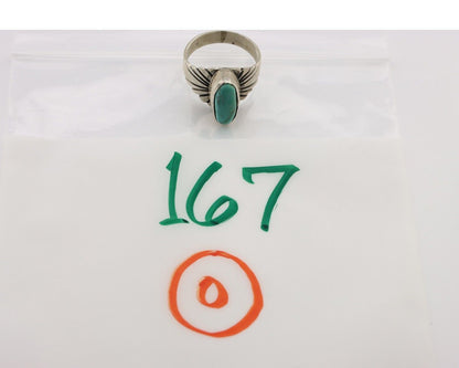 Navajo Ring 925 Silver Natural Blue Turquoise Artist Signed Pictograph C.80's