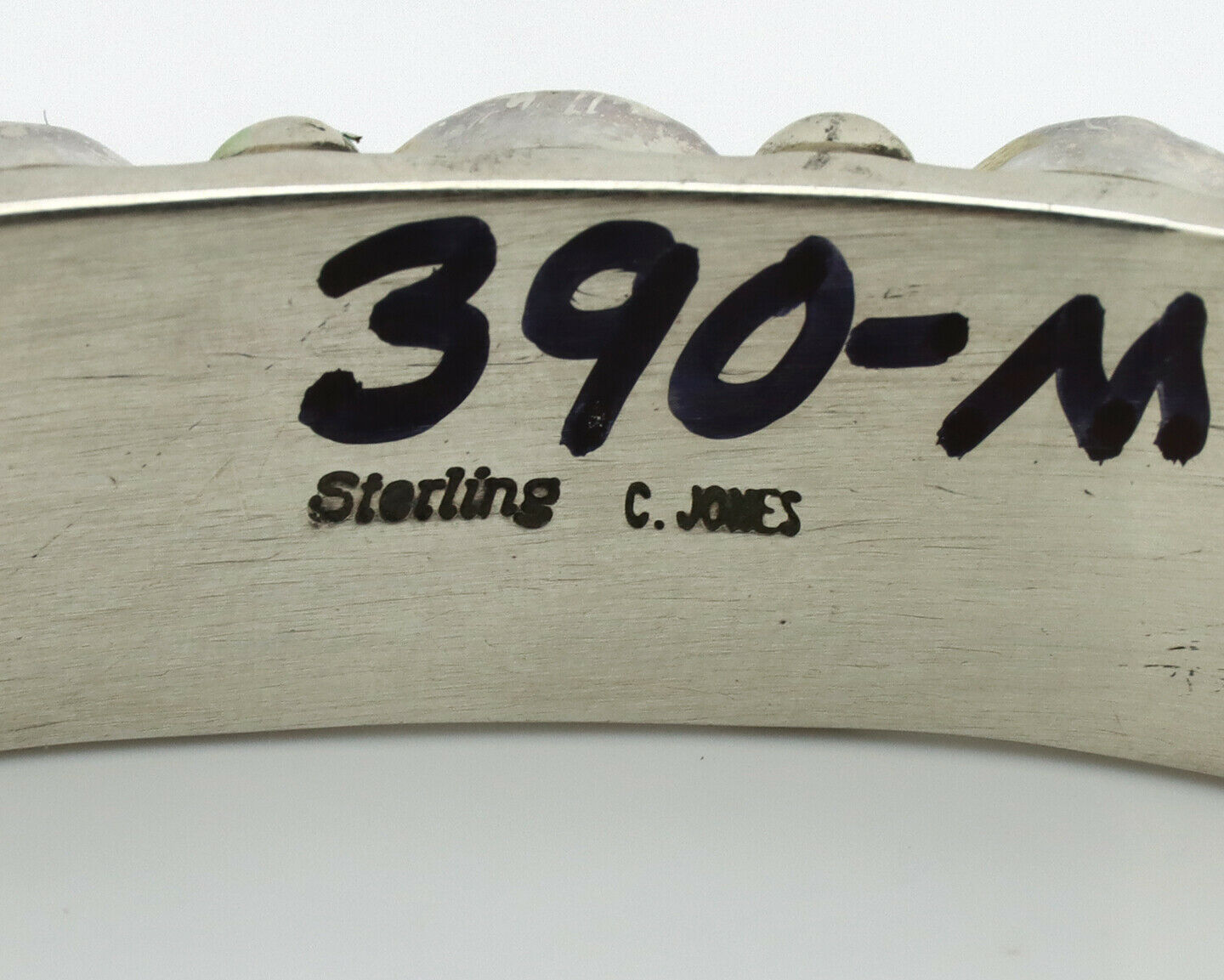 Navajo Bracelet .925 Silver Gem Grade Blue Green Turquoise C Jones Artist C.80's