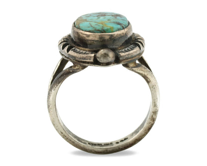 Navajo Ring .925 Silver Blue Turquoise Artist Signed Gecko C.1980's
