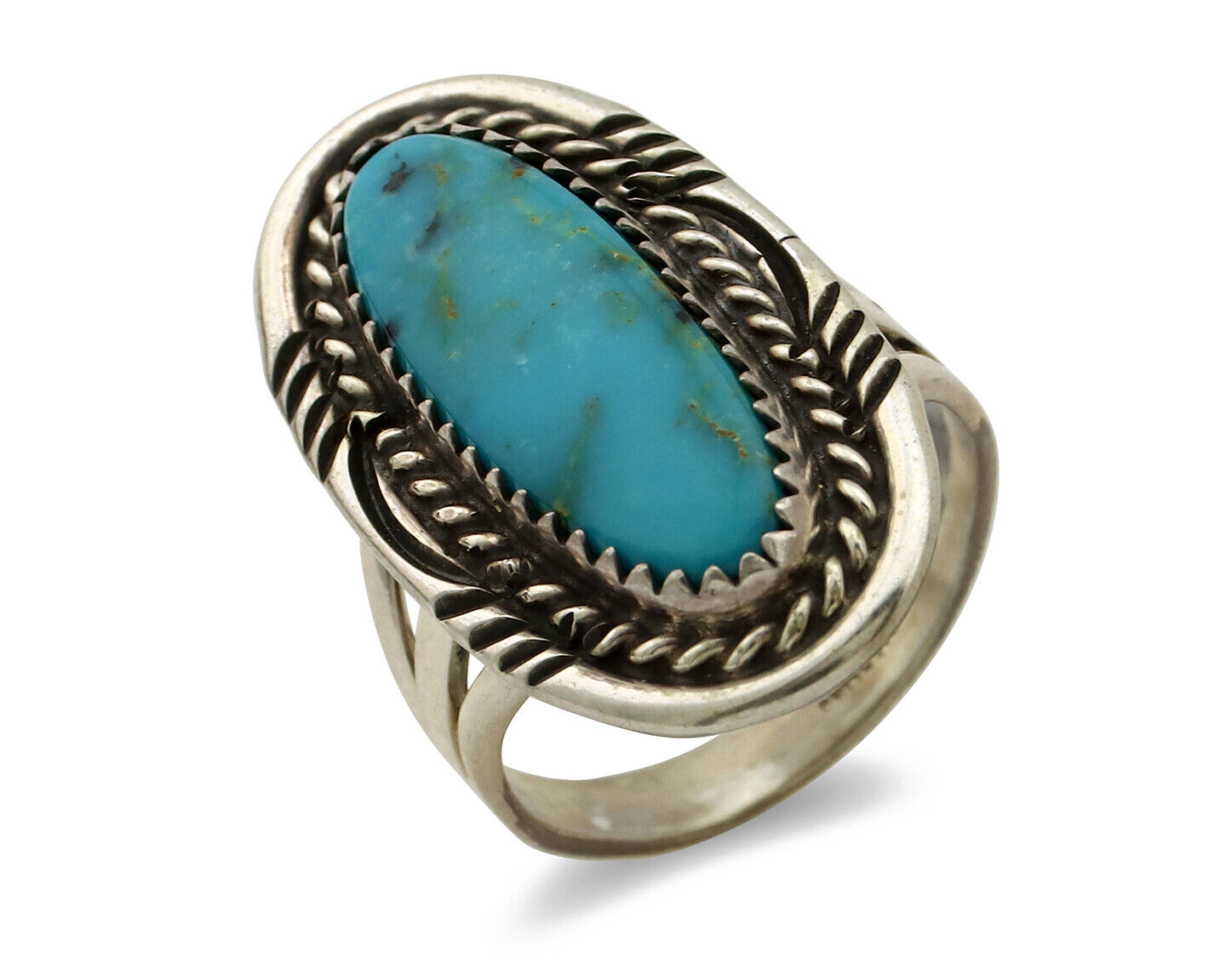 Navajo Ring 925 Silver Turquoise Mountain Artist Signed M Begay C.80's