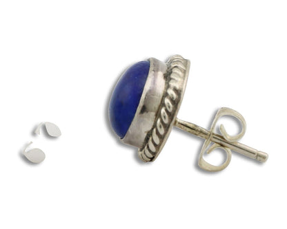 Navajo Earrings 925 Silver Natural Mined Lapis Native American Artist C80s