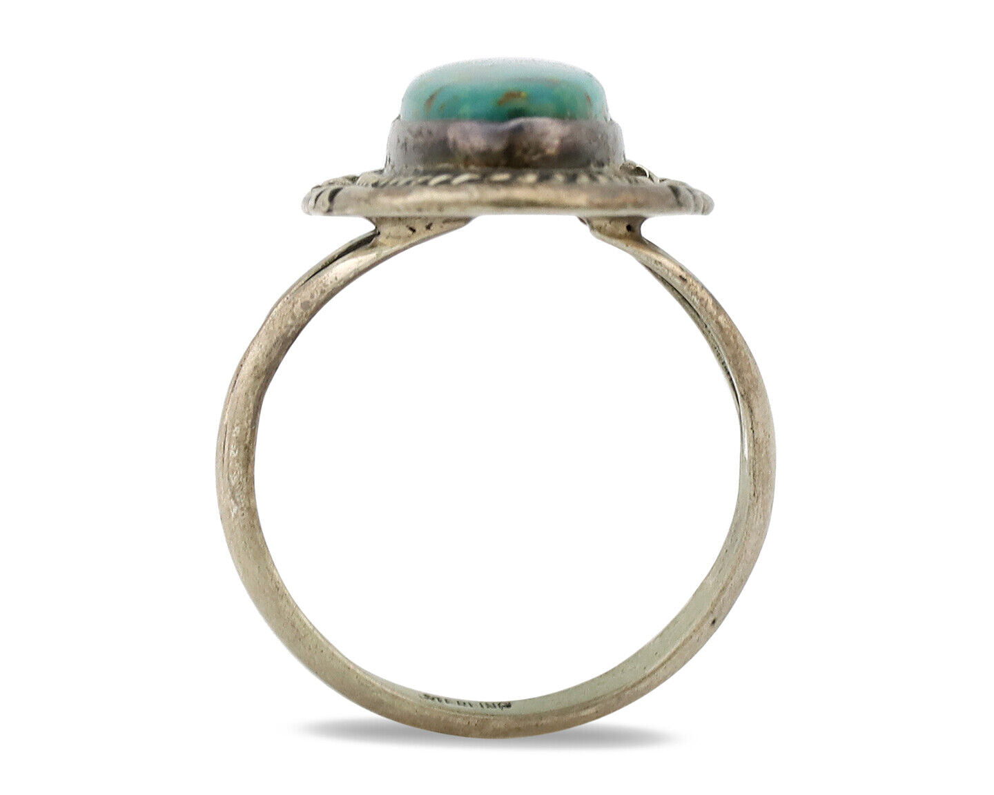 Navajo Ring .925 Silver Nevada Turquoise Native American Artist C.1980's