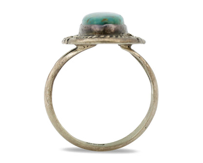 Navajo Ring .925 Silver Nevada Turquoise Native American Artist C.1980's