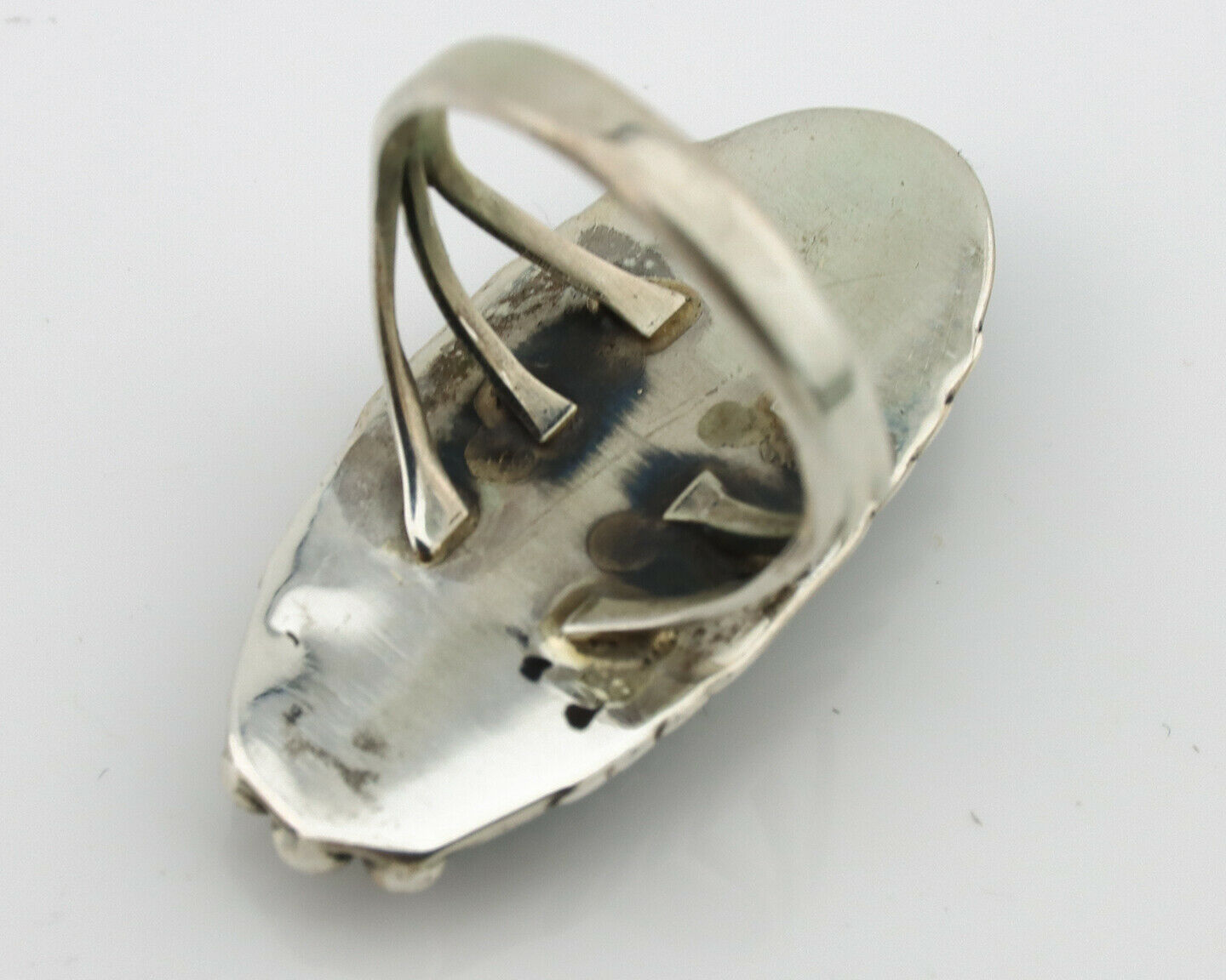 Navajo Ring .925 Silver Nevada Turquoise Native American Artist C.1980's