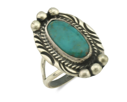 Navajo Ring .925 Silver Natural Turquoise Artist Signed Native American C.80's