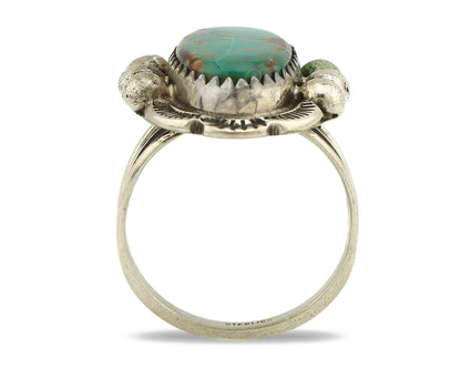 Navajo Ring .925 Silver Kingman Turquoise Artist Signed A C.1980's