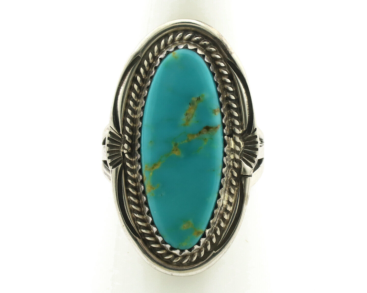 Navajo Ring 925 Silver Natural Blue Turquoise Artist Signed USA C.80's