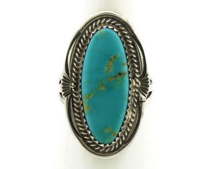 Navajo Ring 925 Silver Natural Blue Turquoise Artist Signed USA C.80's