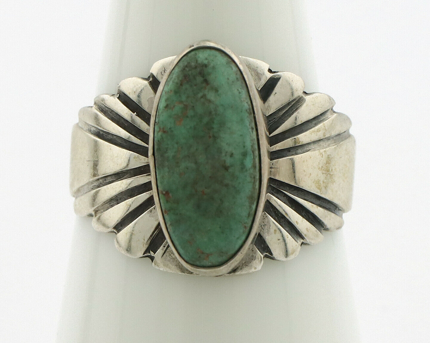 Navajo Ring .925 Silver Kingman Turquoise Artist Signed Apache C.80's