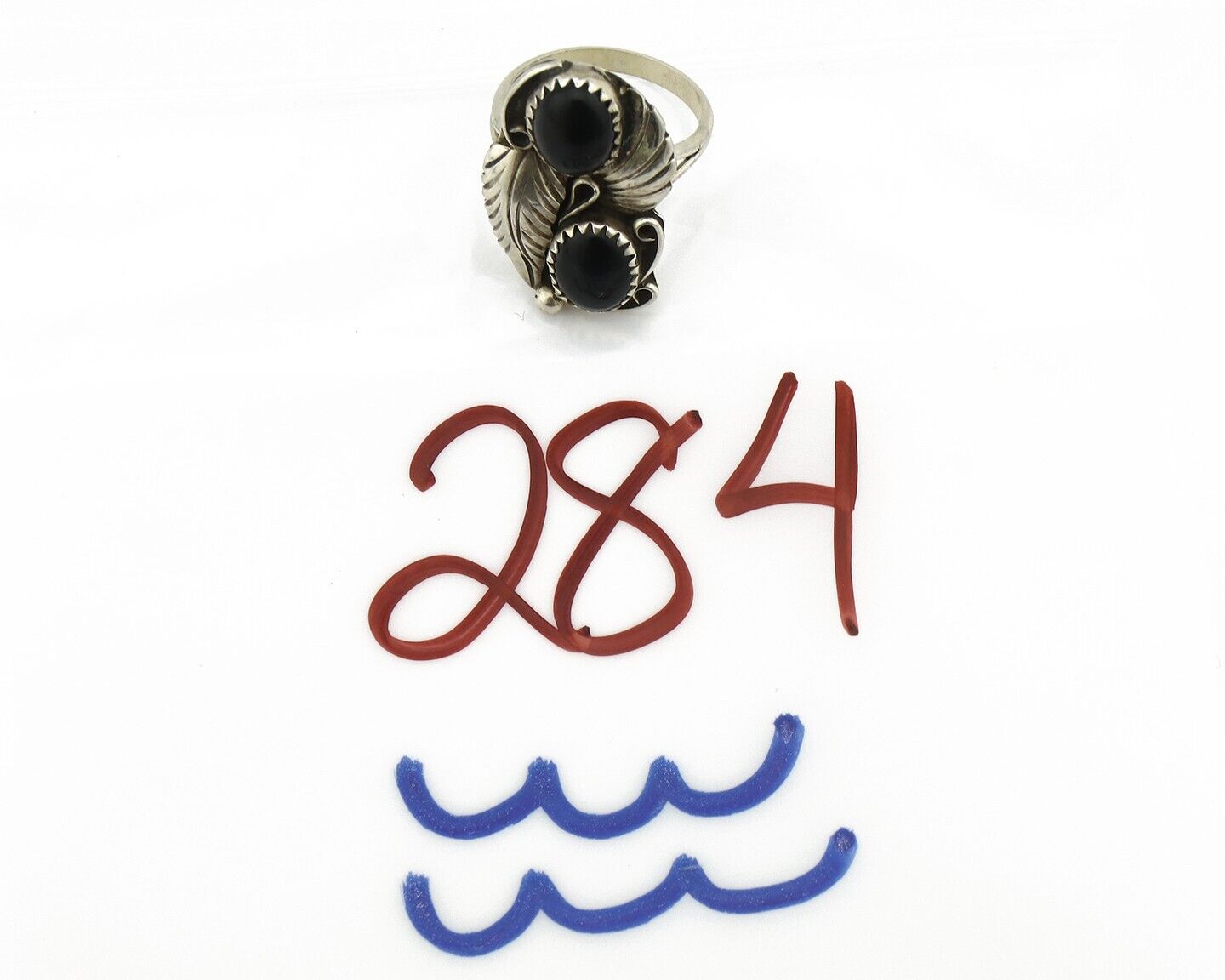 Navajo Ring 925 Silver Natural Mined Onyx Artist Signed T Thomas C.80's