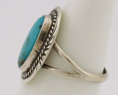 Navajo Ring .925 Silver Nevada Turquoise Native American Artist C.1980's