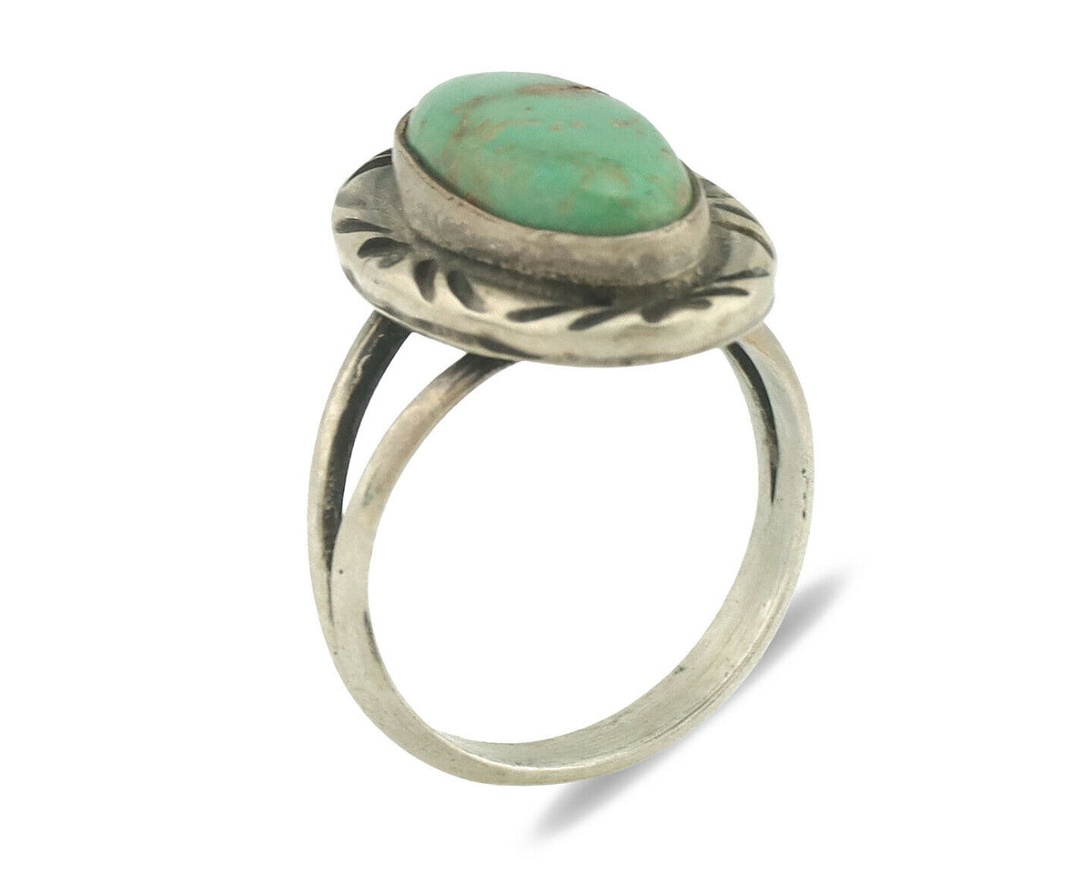 Navajo Ring .925 Silver Natural Turquoise Artist Signed Native American C.80's