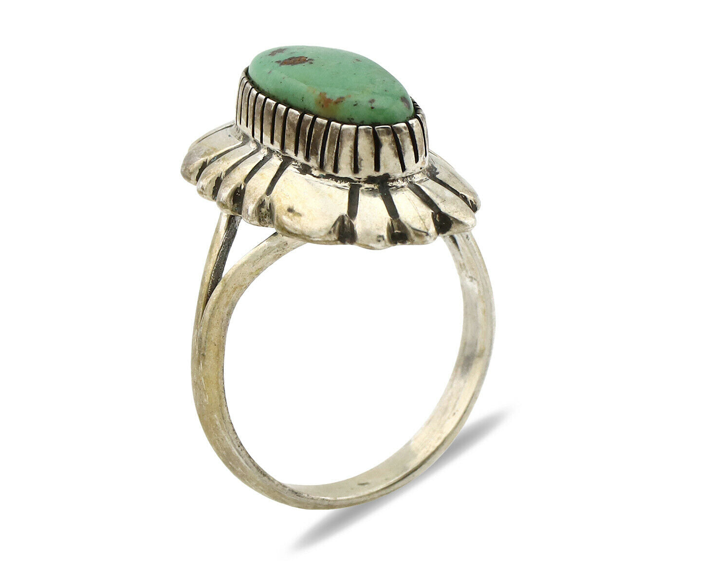 Navajo Ring .925 Silver Green Turquoise Artist Signed M Montoya C.80's