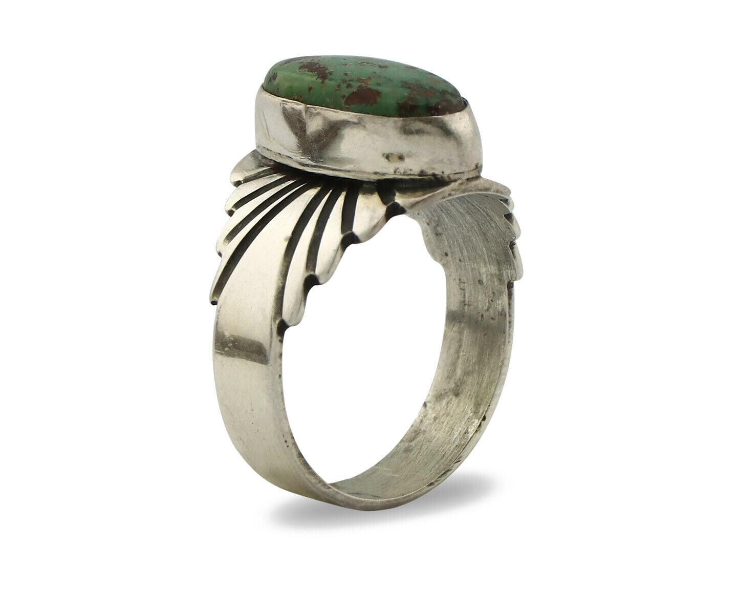 Navajo Ring .925 Silver Blue Green Arizona Turquoise Artist Signed Apache C.80's