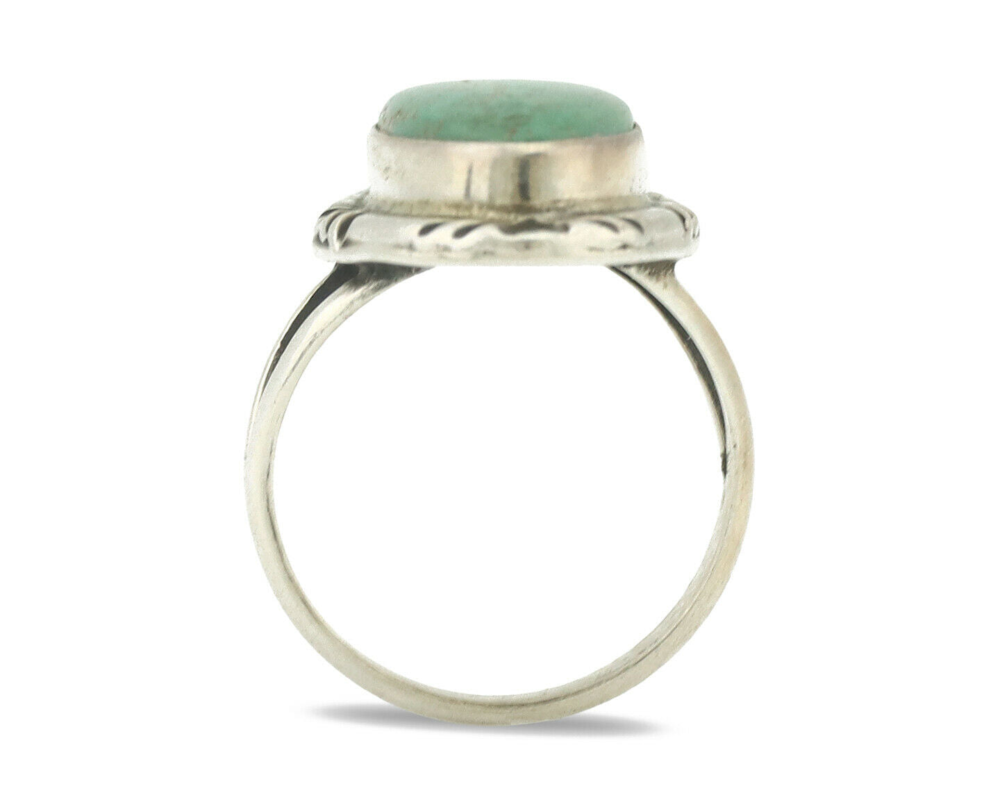 Navajo Ring .925 Silver Natural Turquoise Artist Signed Native American C.80's