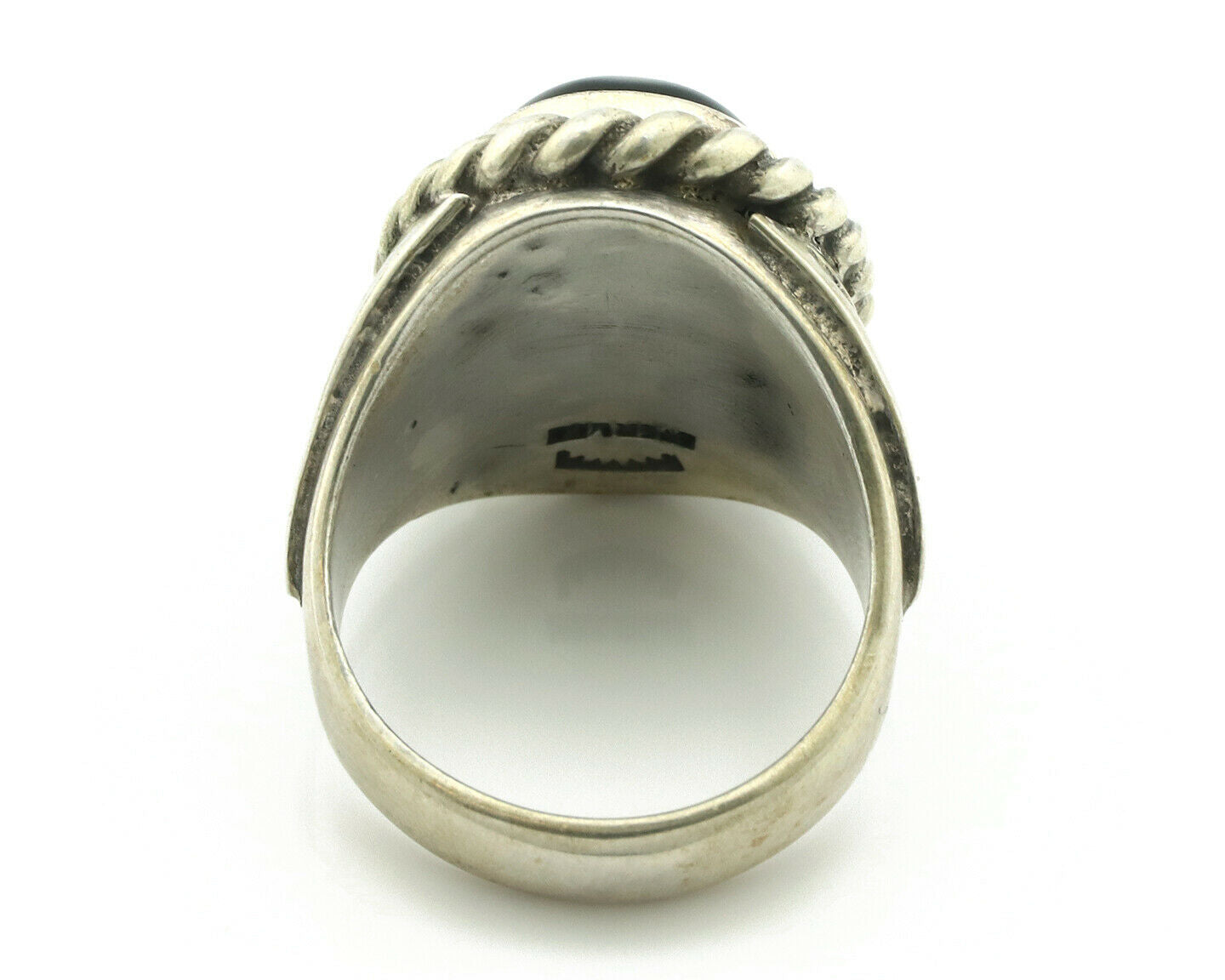 Navajo Ring .925 Silver Onyx Artist Signed Apache Manufacturing C.80's