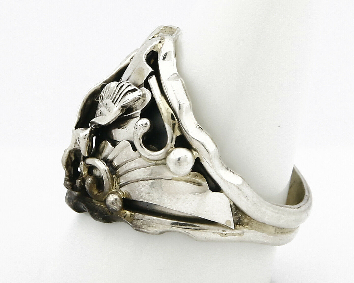 Navajo Eagle Ring .925 SOLID Silver Handmade Signed Artist S Circa 1980's
