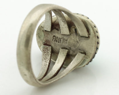 Navajo Ring .925 Silver Natural Spiderweb Turquoise Native Artist C.1980's