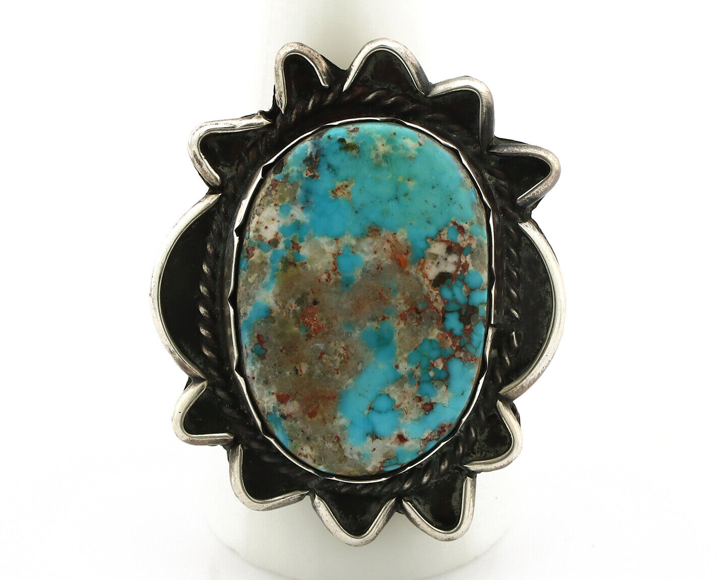 Navajo Ring 925 Silver Blue Turquoise Native American Artist C.1980's