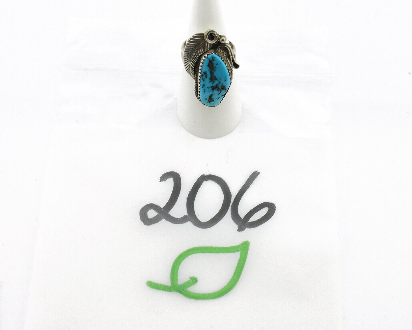 Navajo Ring 925 Silver Sleeping Beauty Turquoise Artist Signed Morris C.80's