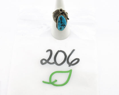 Navajo Ring 925 Silver Sleeping Beauty Turquoise Artist Signed Morris C.80's