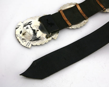 Navajo Concho Belt .925 Silver Hand Stamped Artist Susie James C.80's