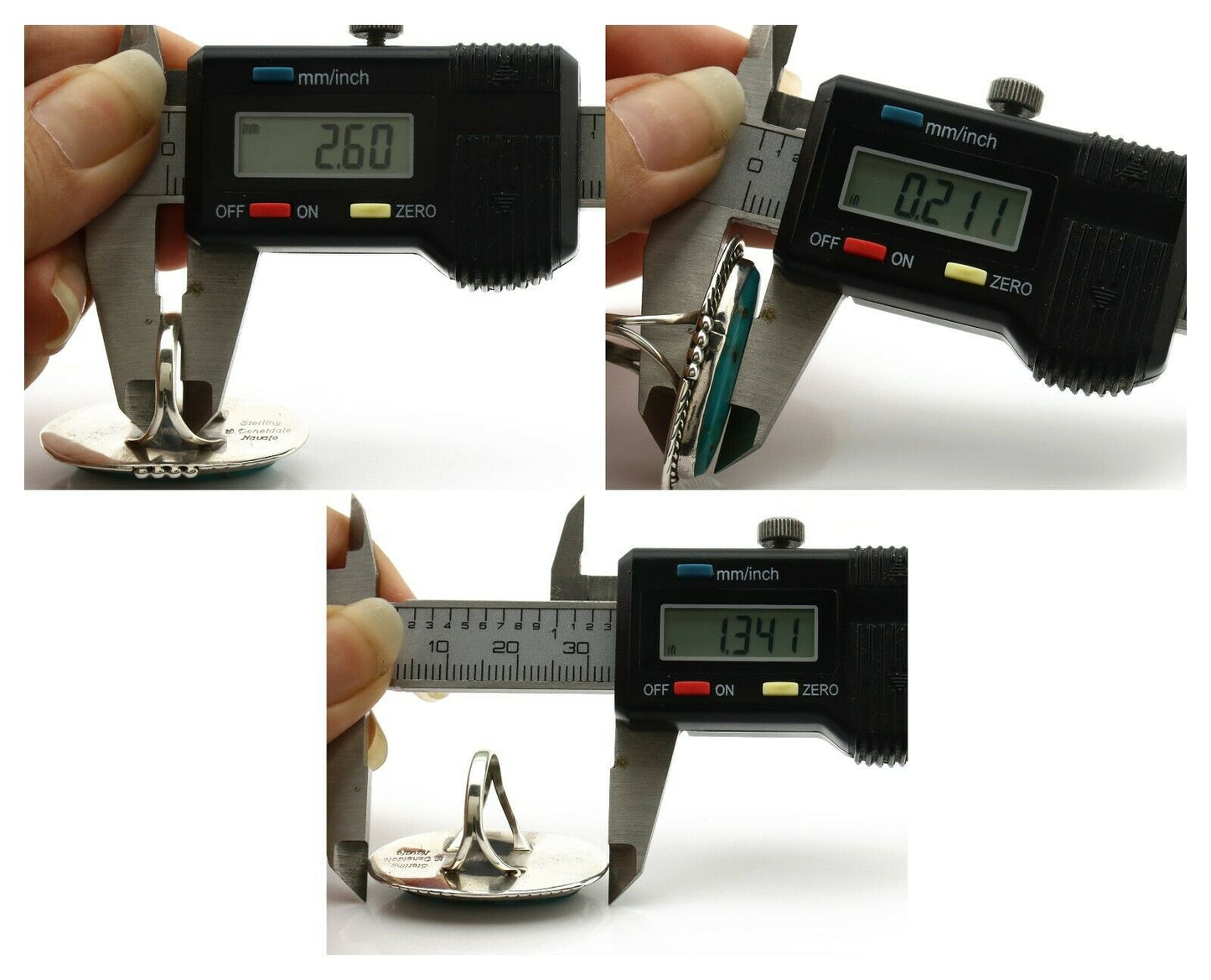 Navajo Ring .925 Silver Kingman Turquoise Signed William Denetdale C.80's