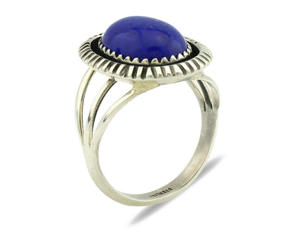 Navajo Ring .925 Silver Natural Lapis Lazuli Native American Artist C.80's